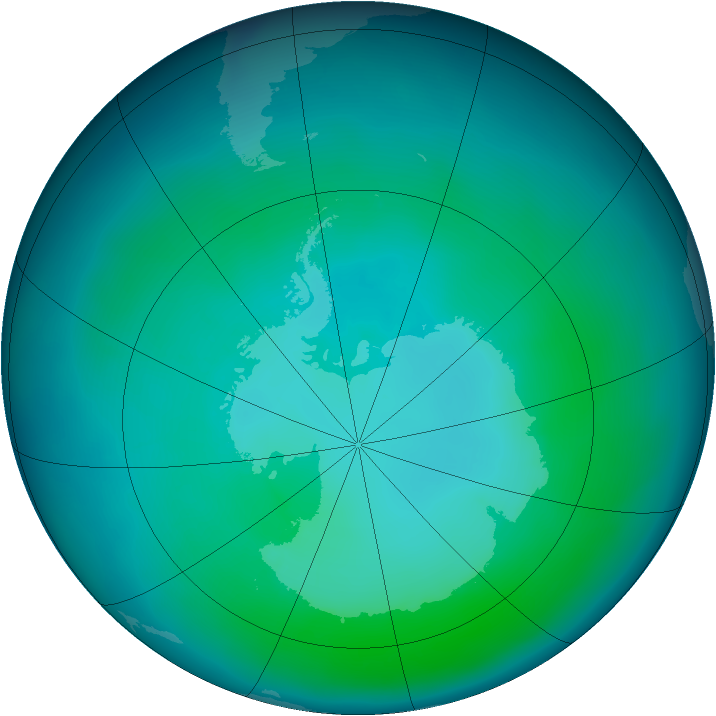 Antarctic ozone map for January 2009
